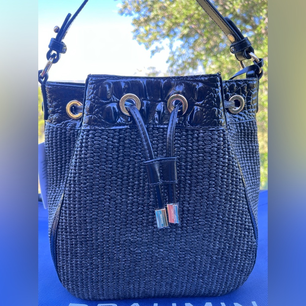 NWT Brahmin Melinda in Black Belhaven Bucket Bag